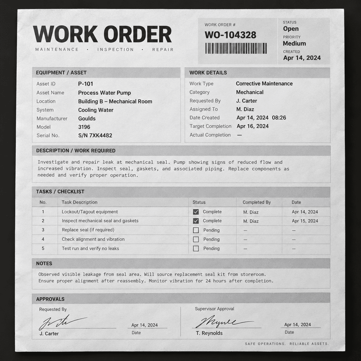 Work Order evidence: Service Report.pdf